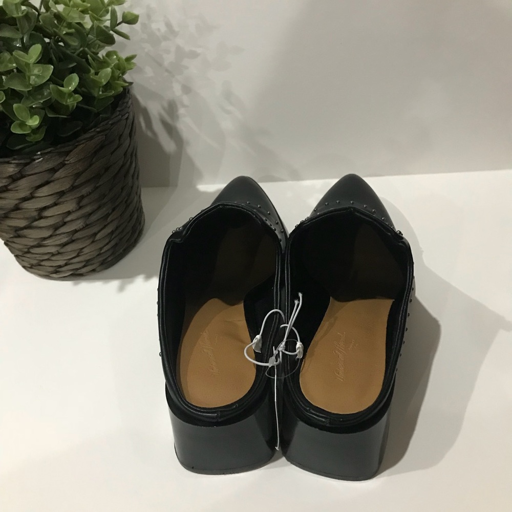 NWT Crista Black Studded Pointed Toe Heeled Mules - Picture 4 of 6